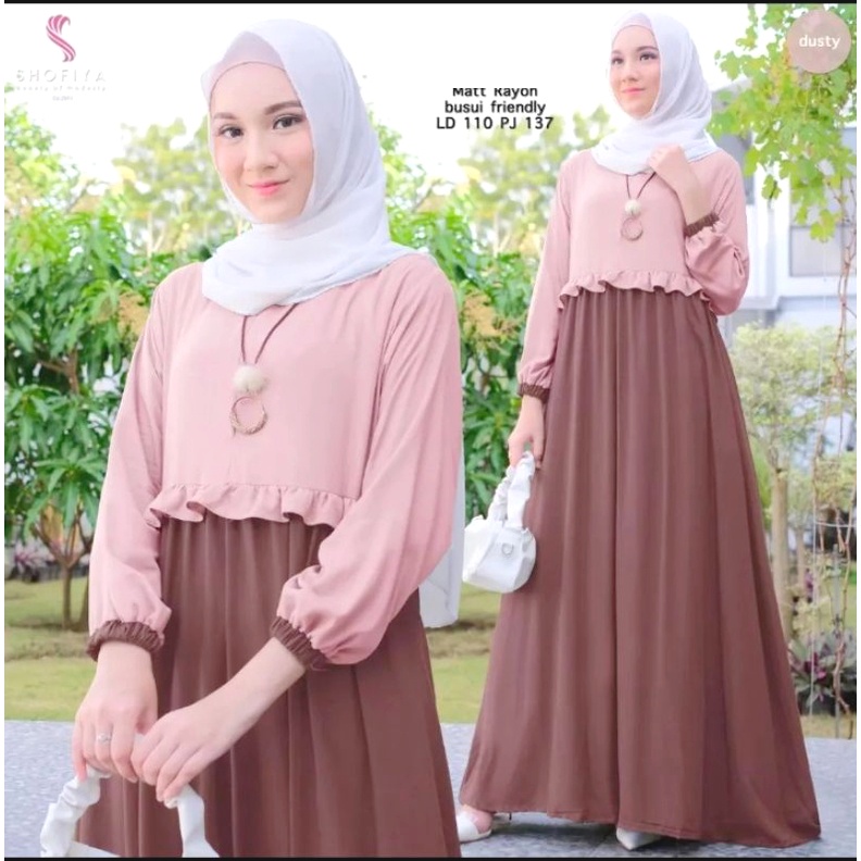 Gamis / Dress Lebaran Premium Kekinian Warna Dusty Pink Milo Jumbo Kasual Terbaru 3XL 2XL LD 110 120