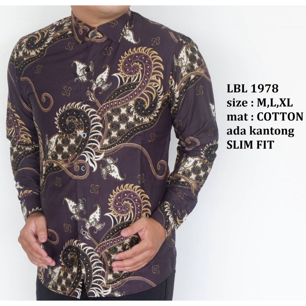 Baju Batik Pria Slimfit Kemeja Lengan Panjang Hem Slim Fit LBL 1978