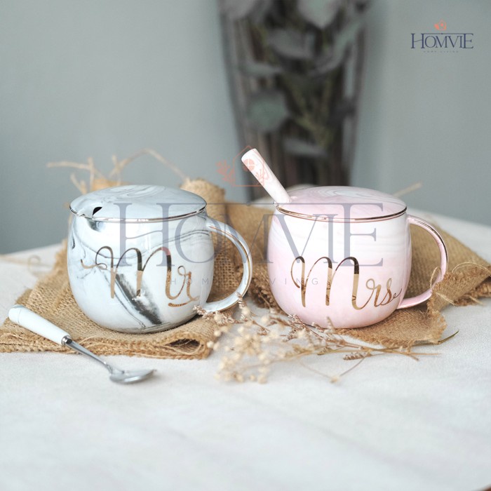 

✨READY✨ -Hampers kado gelas couple newlywed housewarming valentine mug marble - bulat- 1.1.23