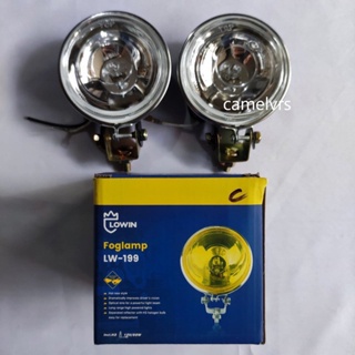 LAMPU TEMBAK KABUT BULAT FOGLAMP TIPE 199 BULAT KACA KUNING DAN BENING SEPASANG SET ISI 2PCS UNIVERSAL