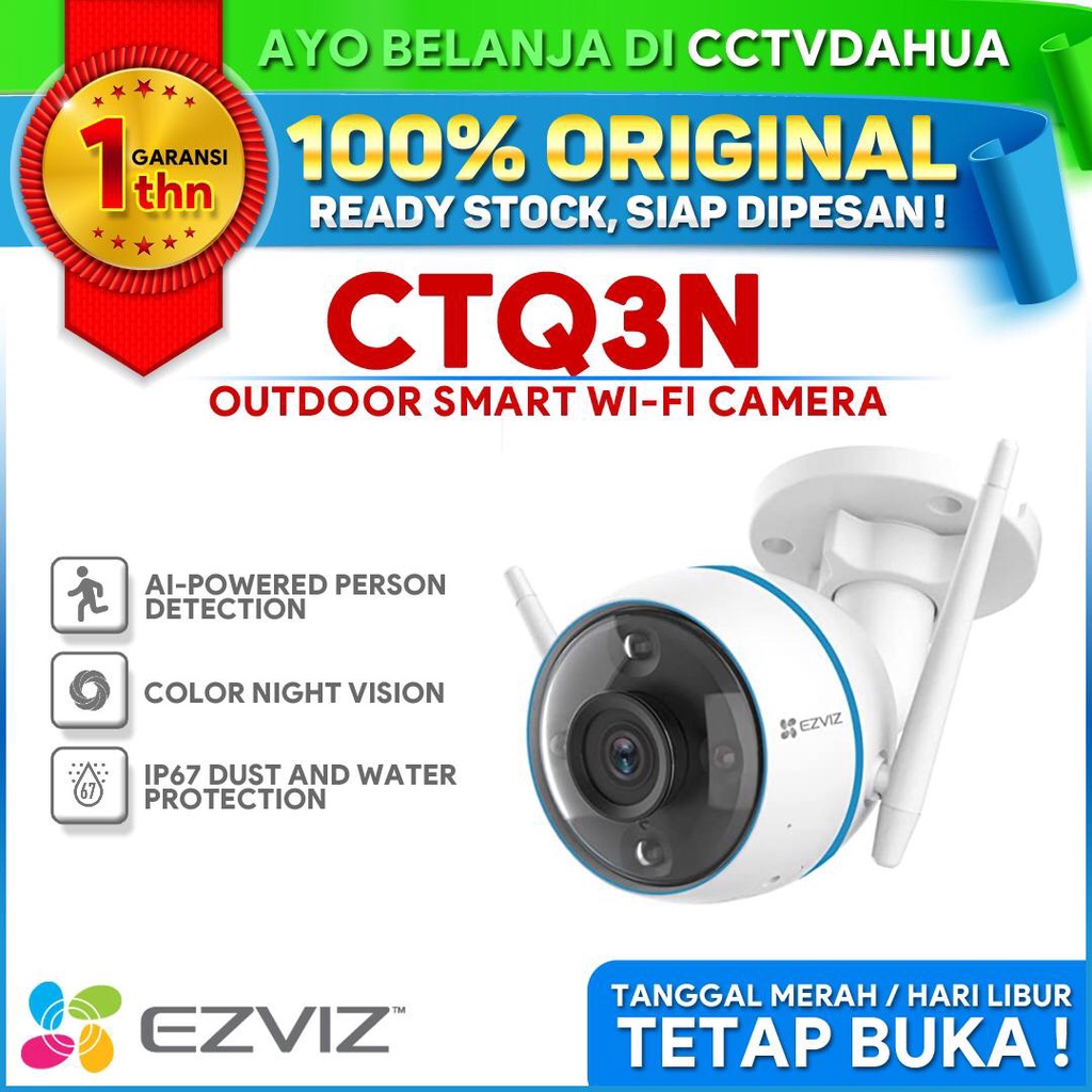 EZVIZ CTQ3N 2 MP 1080P OUTDOOR WIFI COLOR NIGHT VISION AI HUMAN DETECT