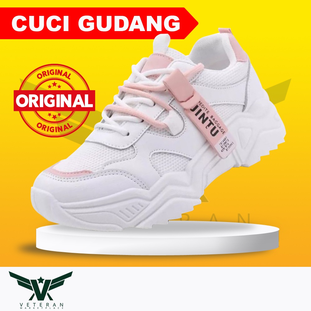 Sepatu sneakers wanita sepatu olahraga wanita korea putih hitam BG-120