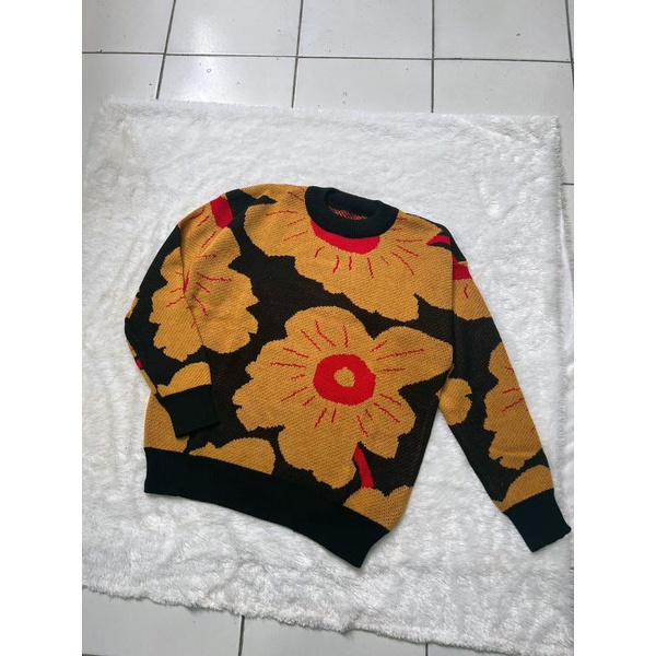 TASYA OVERSIZE TOP SWEATER RAJUT WANITA MOTIF FLOWER