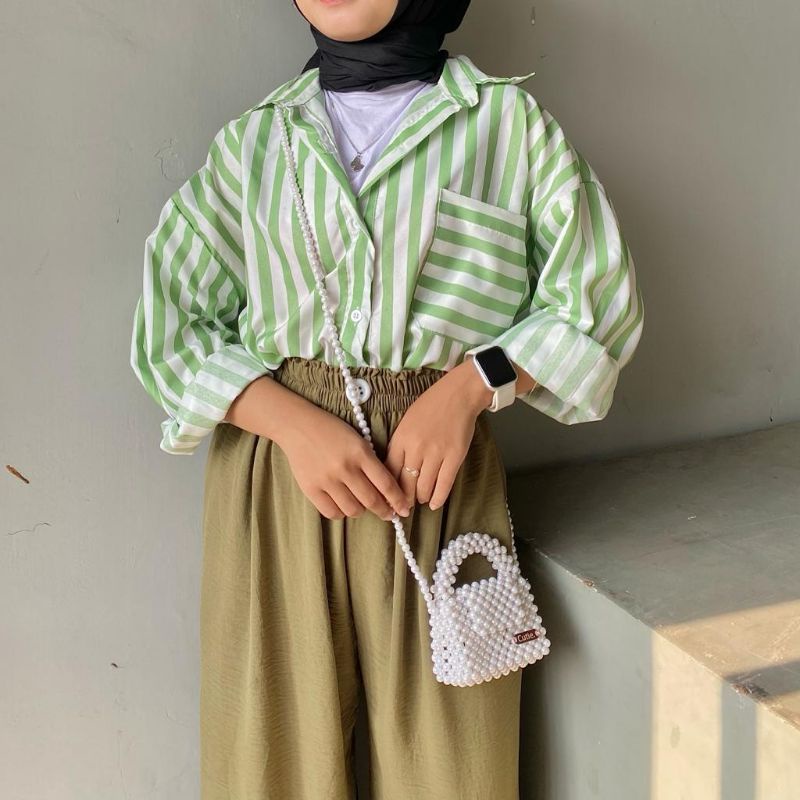 Stripy shirt Oversize/kemeja salur oversize/tunik salur