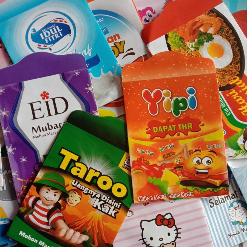 

Amplop Lebaran /angpau lebaran motif snack uk.7x12 cm (medium)