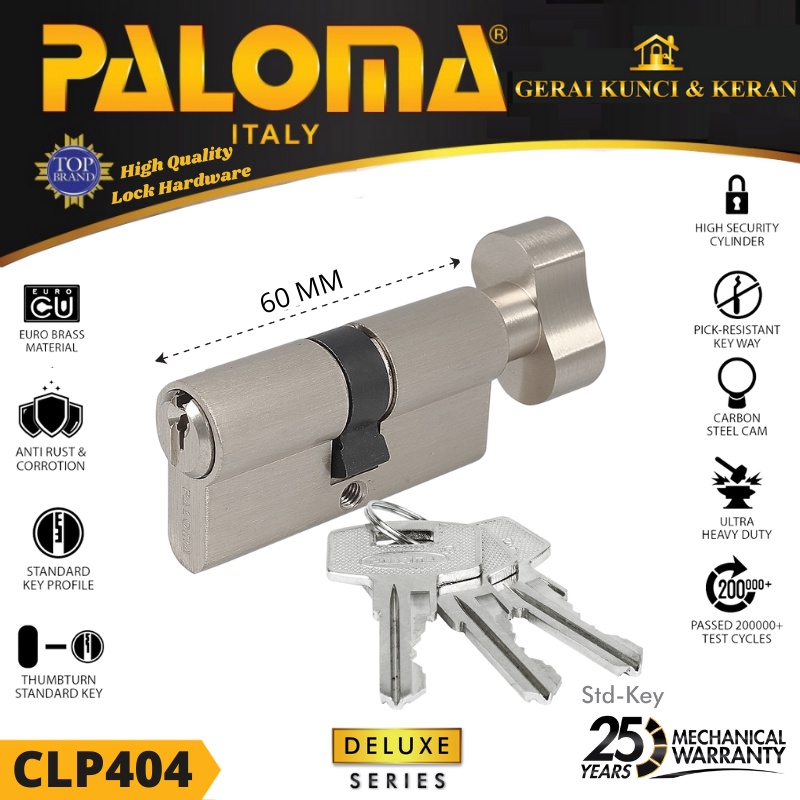 Knob Cylinder PALOMA CLP 404  DELUXE KC - SK  60MM STD Key SN