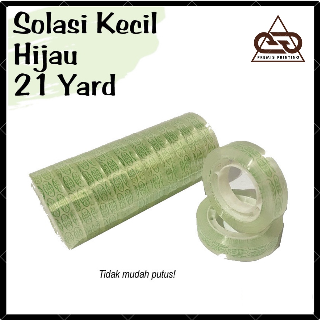 

Solasi Bening Kecil Hijau 21 Yard 1 cm (1pcs) / Untuk Perekat Kado