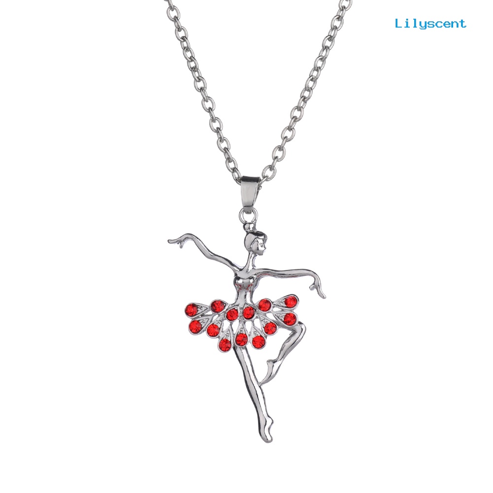 Ls Fashion Lady Ballerina Liontin Kalung Berlian Imitasi Pesona Perhiasan Hadiah Xmas