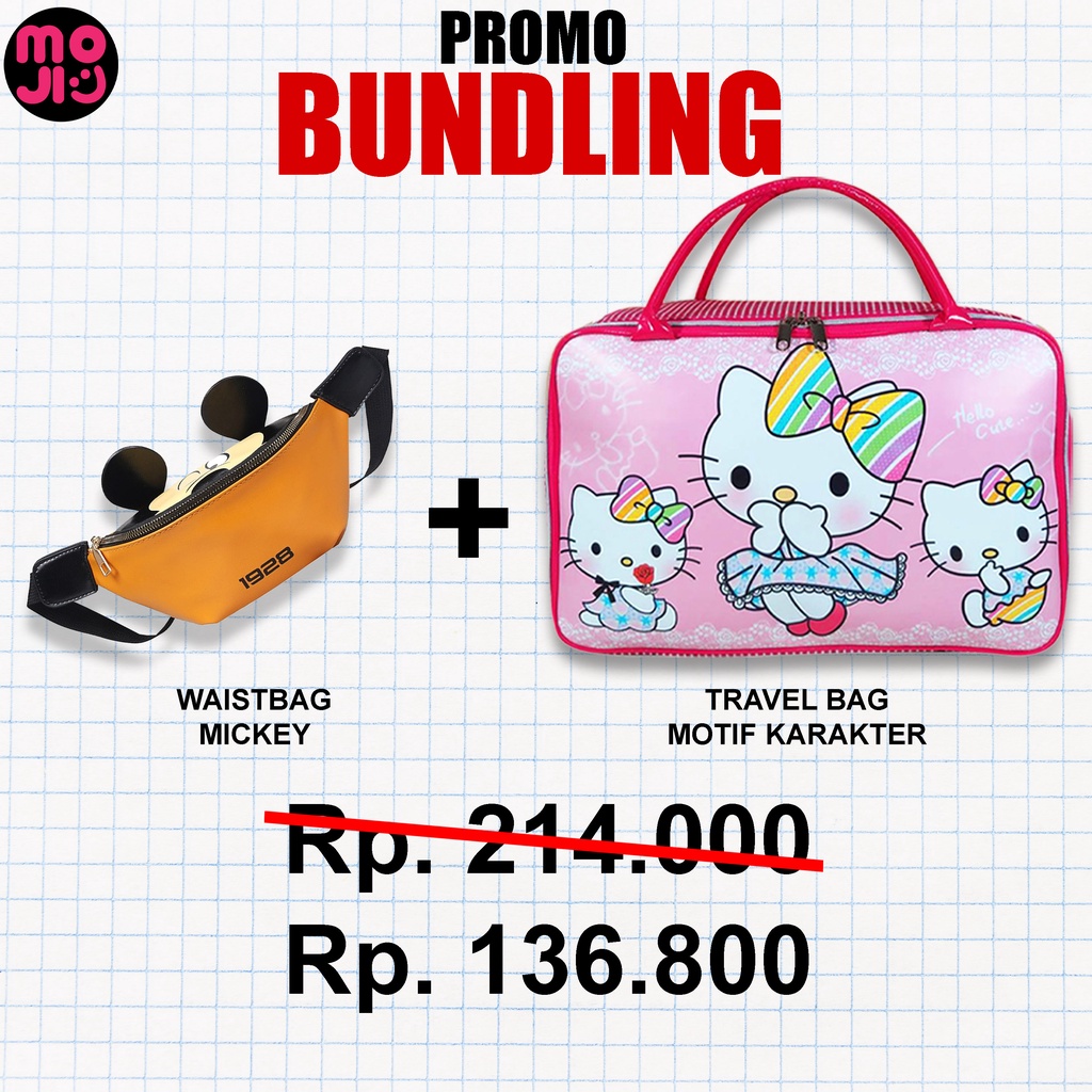 PAKET BUNDLING Wasit bag - Tas Pinggang import + Travel Bag Motif Anak