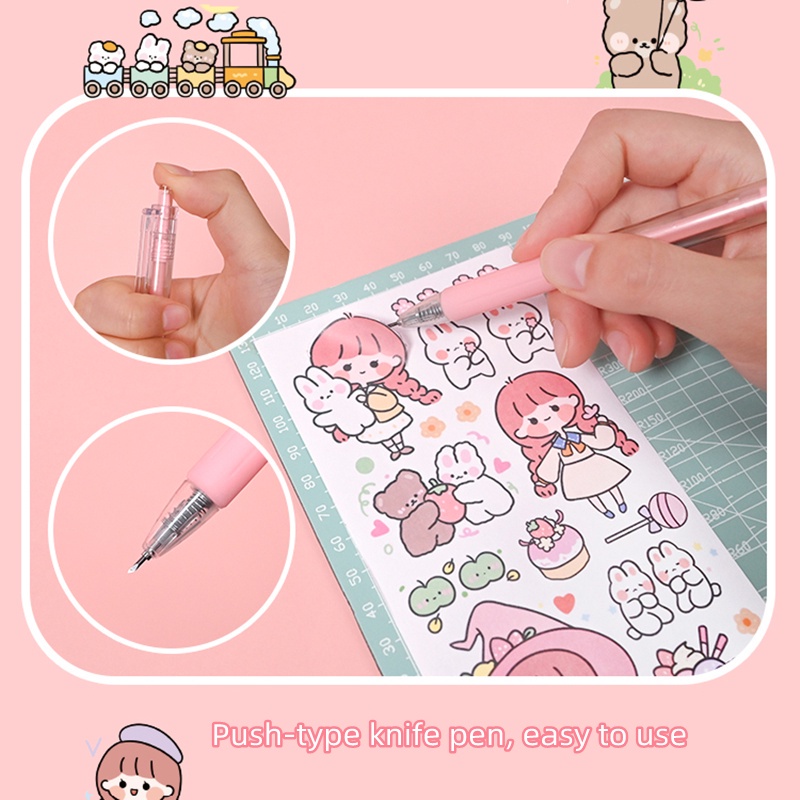 Lucu Stiker Set Alat Gadis Hadiah 19 Pcs DIY Tangan Bahan Akun Dengan Penjepit Ukir Pisau Sekop Diary Scrapbook Siswa Dekorasi Alat Kotak Penyimpanan