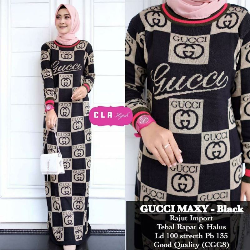 Gucci Maxy, GAMIS RAJUT CANTIK FIT XXL LD 100-120 BAHAN RAJUT IMPORT TERMURAH TERLARIS OOTD