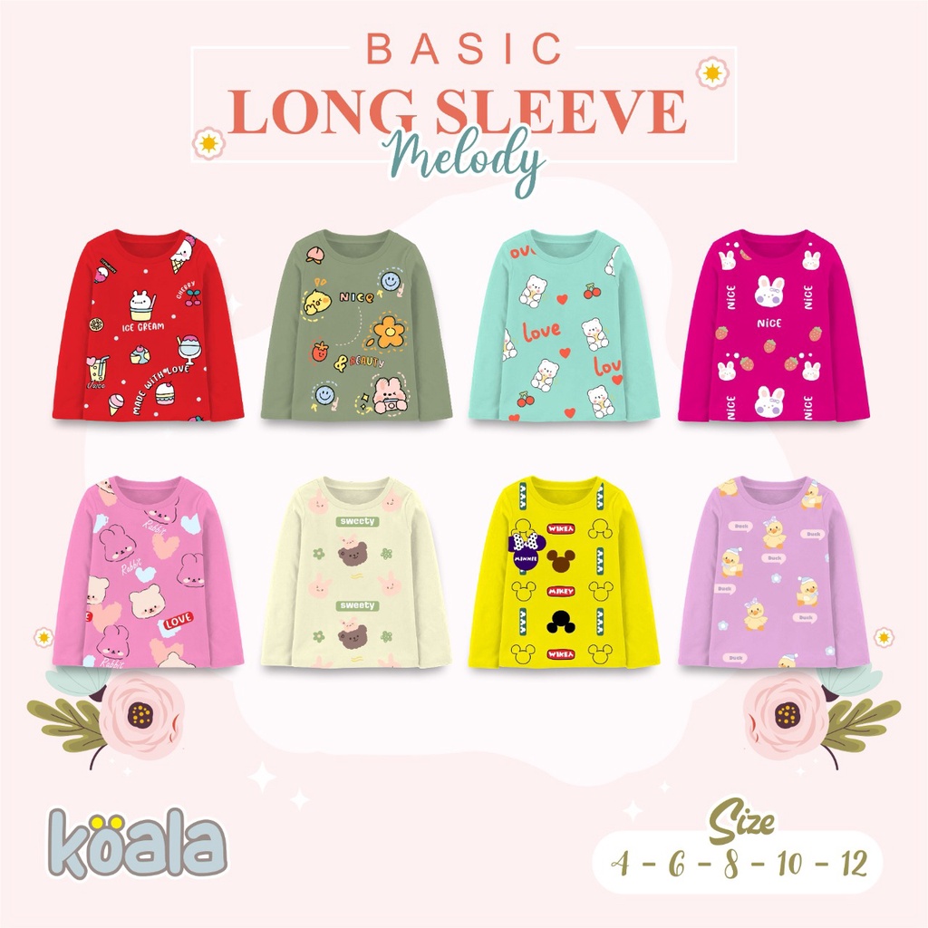 Kaos Lengan Panjang Anak Perempuan Motif Melodi by Koala Kids