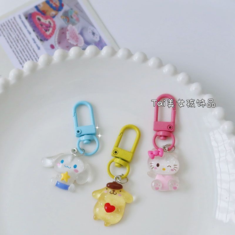 SearAsli Tipis dan Berkilauan Sanrio Gantungan Kunci Kartun Genit Cinnamoroll Babycinnamoroll Clow00