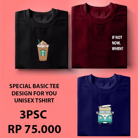 3PSC RP 75.000 KAOS DISTRO UNISEX PRIA WANITA - BAJU KAOS PRIA WANITA