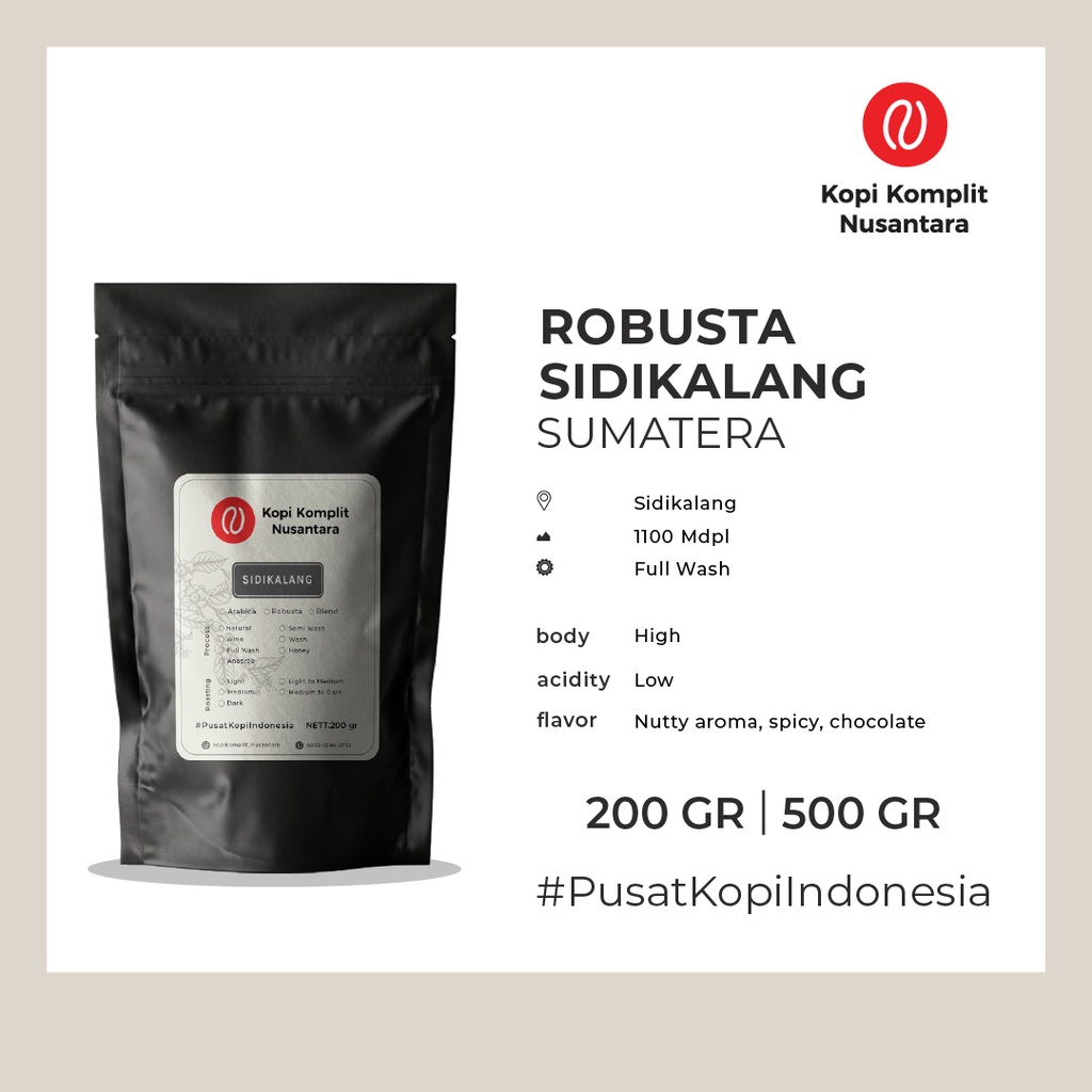 

Robusta Sidikalang Dark Roasting - Kopi Biji dan Bubuk