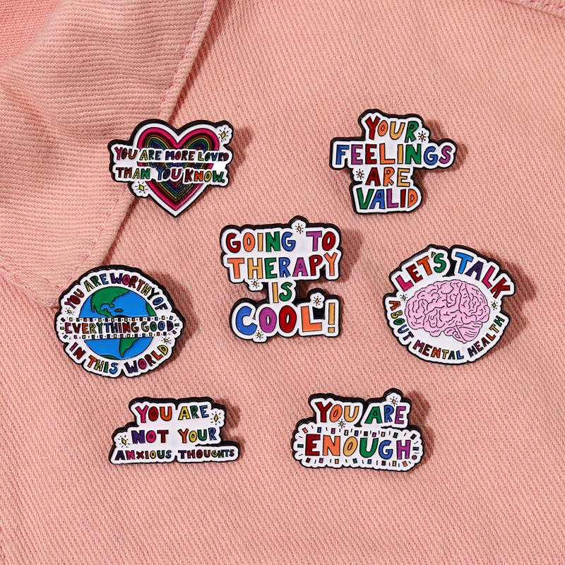 Pergi Terapi Keren Enamel Pin Warna-Warni Slogan Quotes Otak Bros Lencana Kerah Pin Kartun Perhiasan Bros Lencana Hadiah