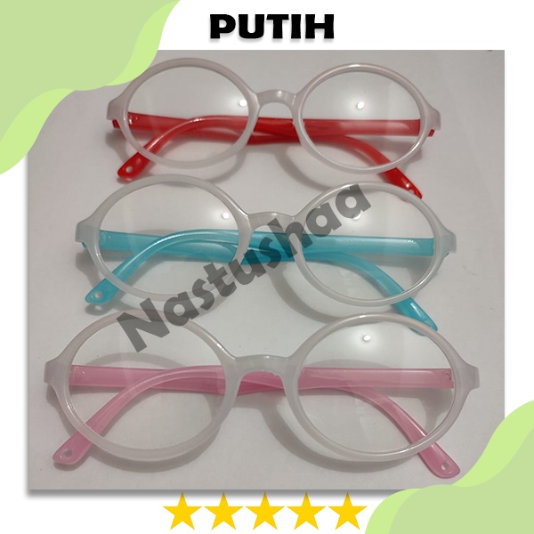Kacamata Anak Anti Radiasi Bingkai Oval Warna Gagang Random Kacamata Kids Blueray Untuk Laki-Laki dan Perempuan Unisex NOCASE