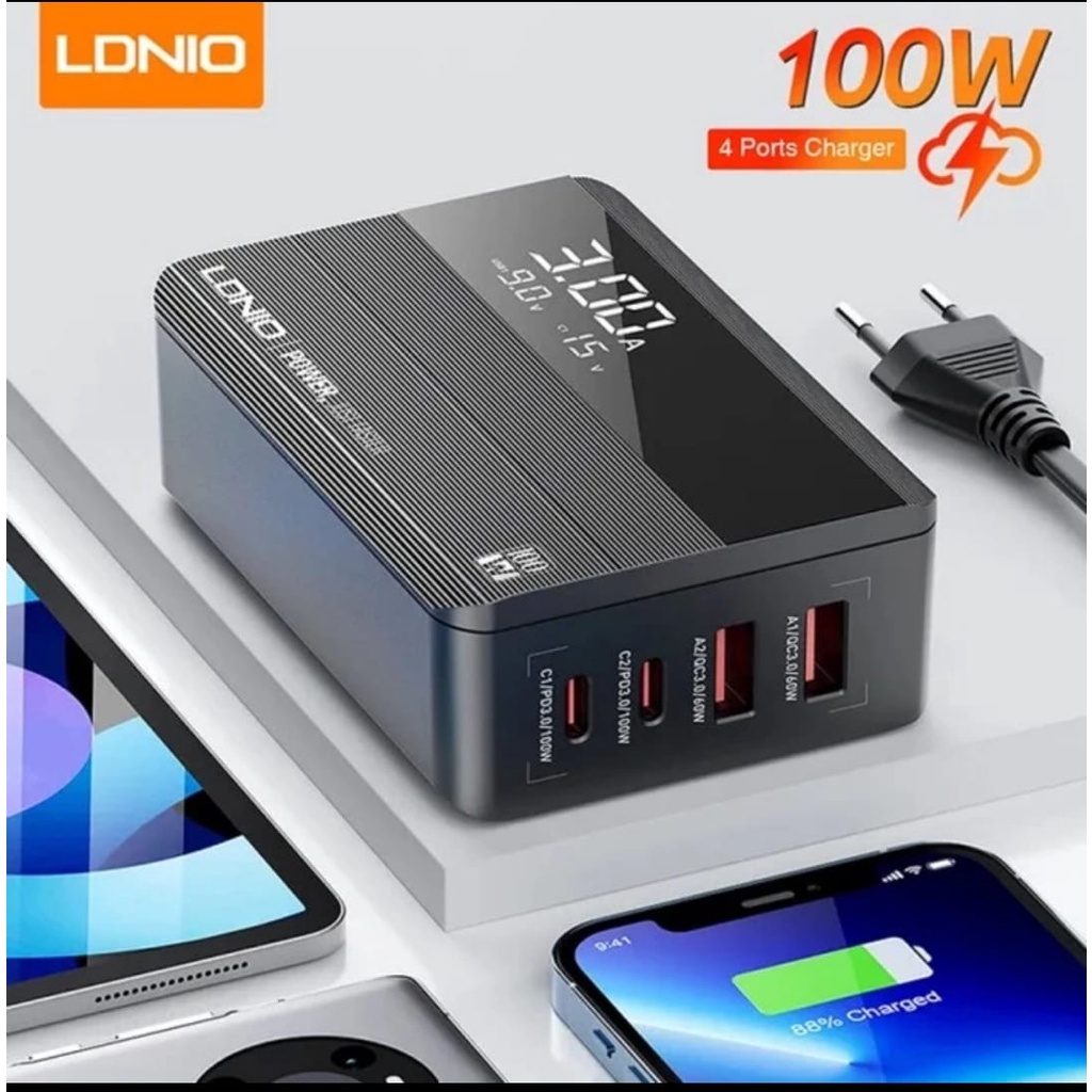 Charger LDNIO A4809C Super Fast Charging 4 Port 100W Desktop Charger