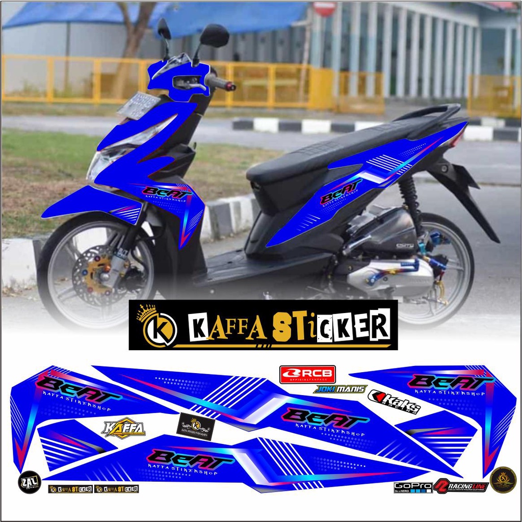 Sticker Striping Beat Esp Street-Stiker variasi list body Racing polet biru