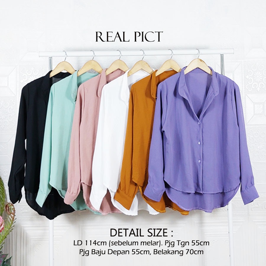 CARLINA KEMEJA WANITA BASIC CRINGKLE AIRFLOW HANIN KEISYA BLOUSE