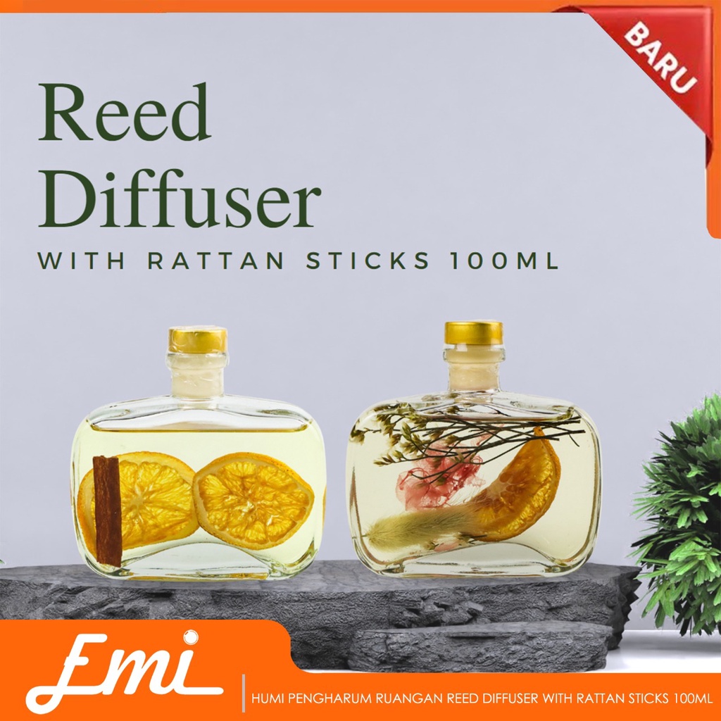 HUMI Pengharum Ruangan Reed Diffuser with Rattan Sticks 100ml