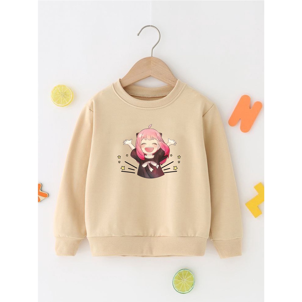 Sweater Perempuan Usia 2 - 12 Tahun Crewneck Anya X Family Switer Cewek Cowok
