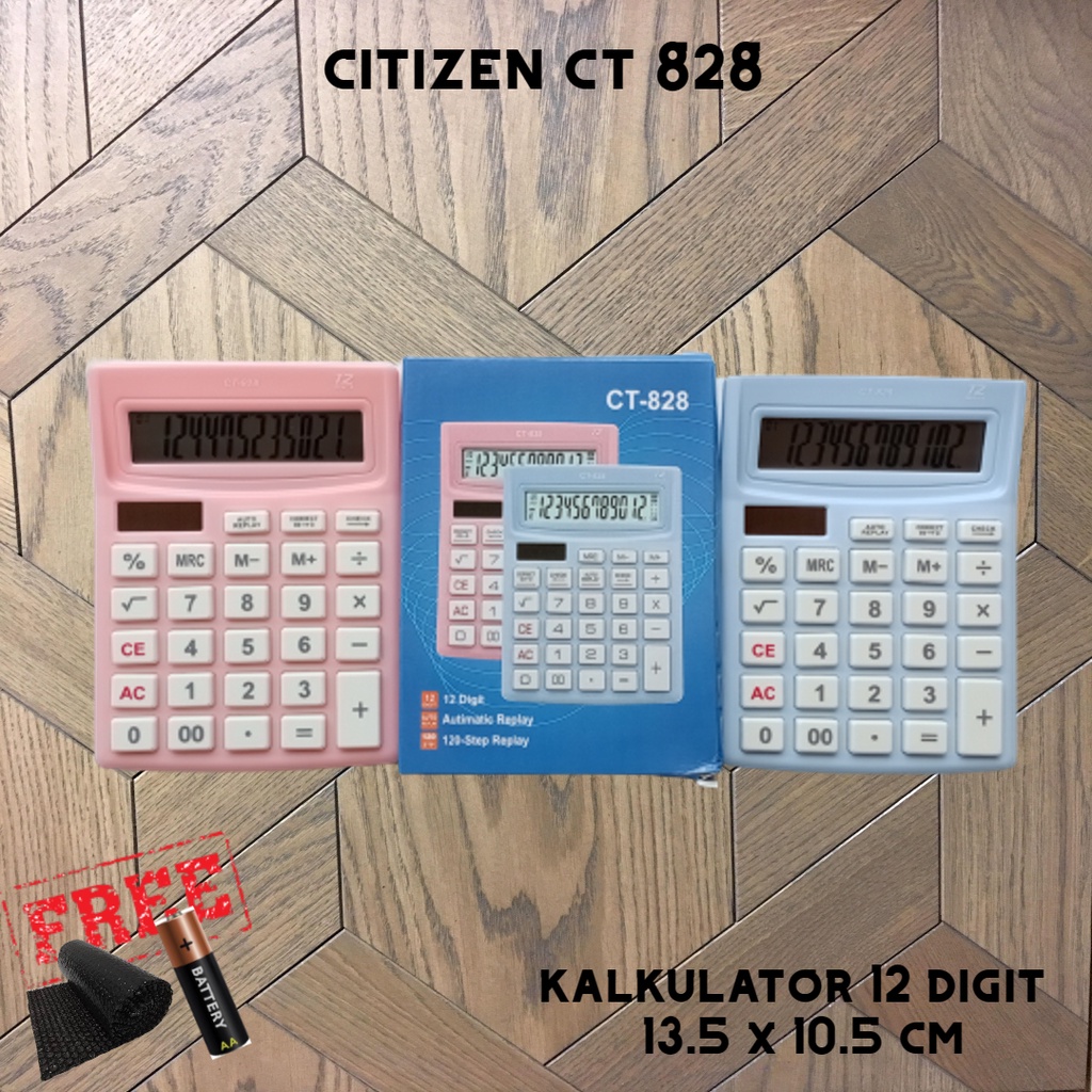 

Kalkulator Warna Pink Biru Muda Pabrik Kantor Dagang Sekolah 12 Digit 13,5cm X 10,5cm Citizen CT 828