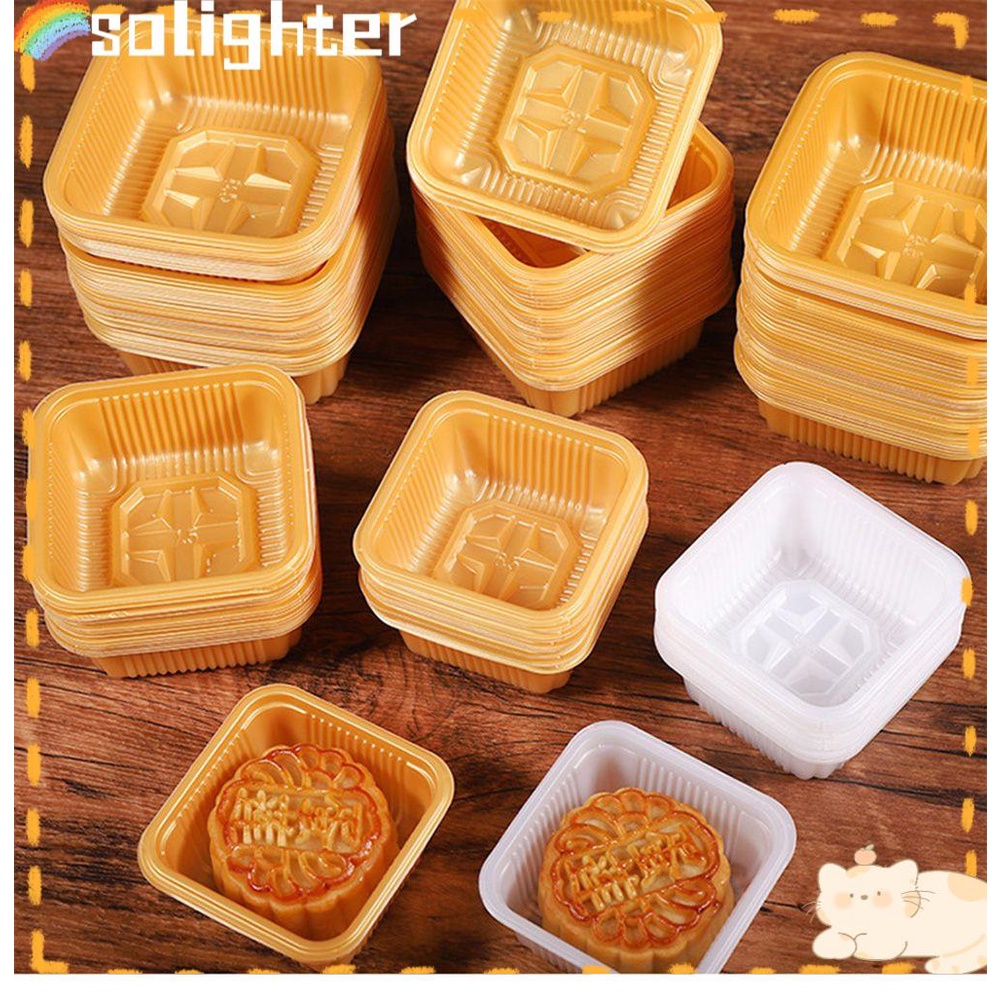 Solighter 100pcs Moon Cake Tray Inner DIY Dekorasi Kue Permen Salver