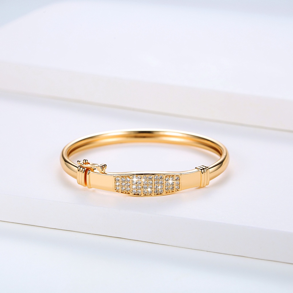 Y073 Gelang Tangan Wanita Lapis Emas Dengan Hiasan Berlian Aksesoris Perhiasan Fashion Gelang Titanium Anti Karat Korean Style