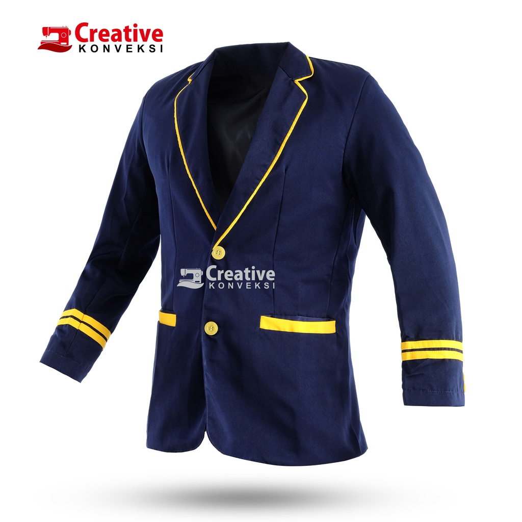 JAS ALMAMATER SEKOLAH OSIS SMP SMA FULL FURING/ jas navy lis kuning/ SEragam sekolah/ seragam pondok