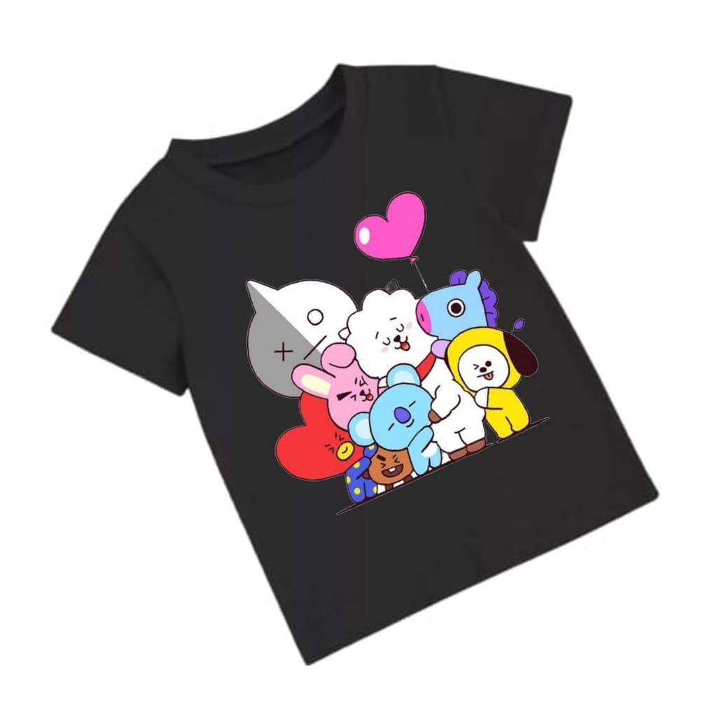 Hzl_outfit Baju Kaos Anak Anak BT21 LOVE Kaos Baju Anak COD