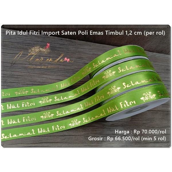 

Alb-265 : Pita Idul Fitri Import Saten Poli Emas Timbul 12Mm (Per Rol) 002