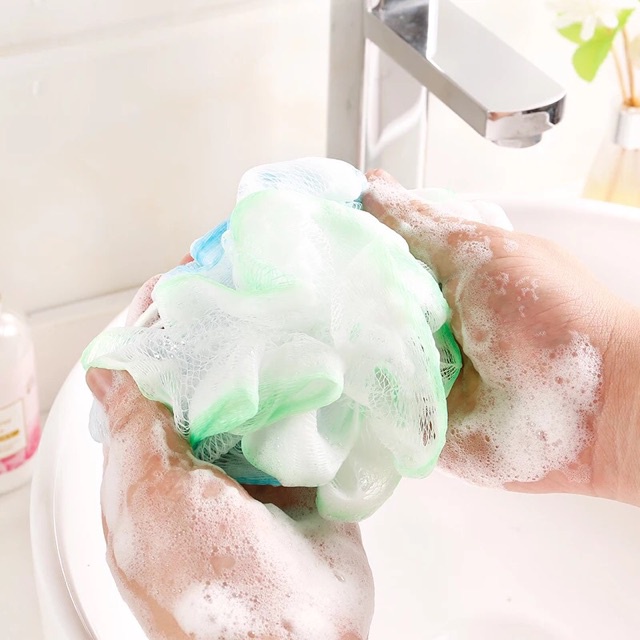 Sponge mandi shower puff sabut mandi busa mandi sabun warna gosokan daki scrub badan TERMURAH