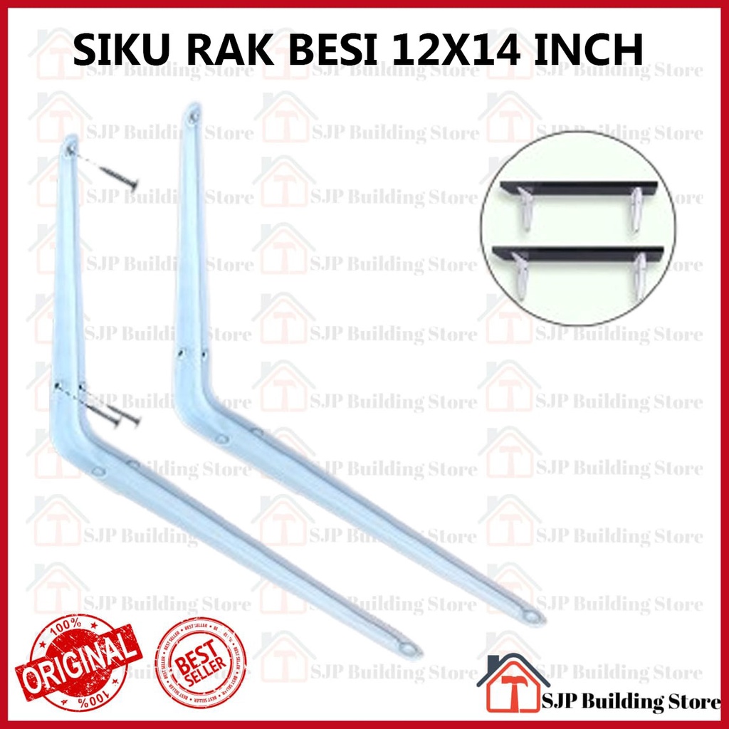 Siku Rak Putih Besi L Putih Uk. 12x14 Inch l Shelf Bracket l Penyangga Ambalan 1 Pcs