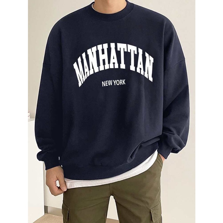 Sweatshirt Basic MANHATTAN NEWYORK II Sweater Crewneck Print DTF II Size M - XL Anak &amp; Dewasa ( Pria &amp; Wanita )