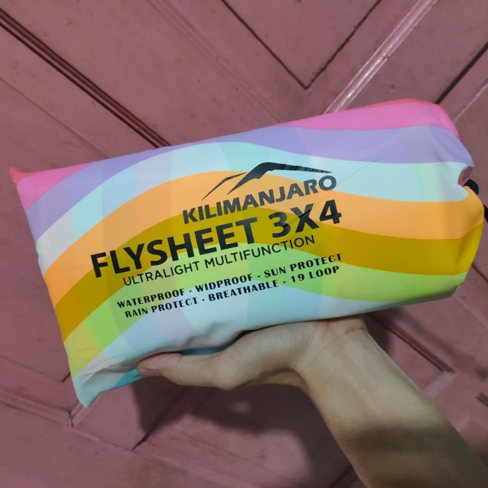 FLYSHEET 3x4 M KILIMANJARO Ultralight 19 Loop 19 Lubang Multifungsi - Rainbow