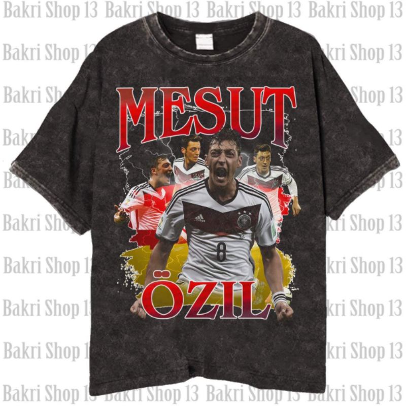 Germany Mesut OZIL T-shirt/Kaos Bola Vintage Wash Mesut Ozil Jerman Unisex