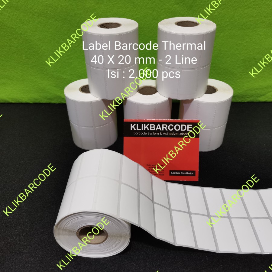 

Stiker Label Barcode Thermal 40x20 mm / 4x2 cm - 2 Line - 2.000 Pcs