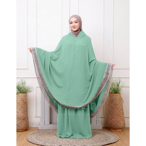 BUTIK.MADINAH MUKENA DEWASA CRINKEL AIRFLOW 3IN1 JUMBO RENDA IMPORT RASHEDA