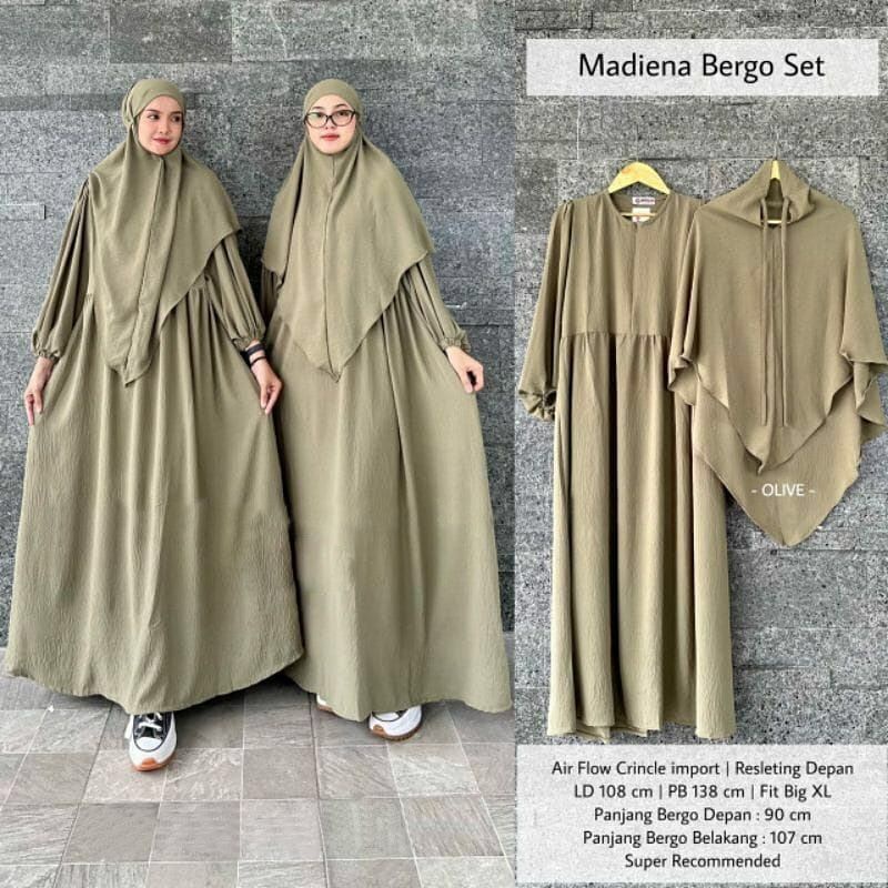 Gamis Syar'i Mediena Bergo Set Gamis Jumbo Gamis Polos Gamis Set Khimar