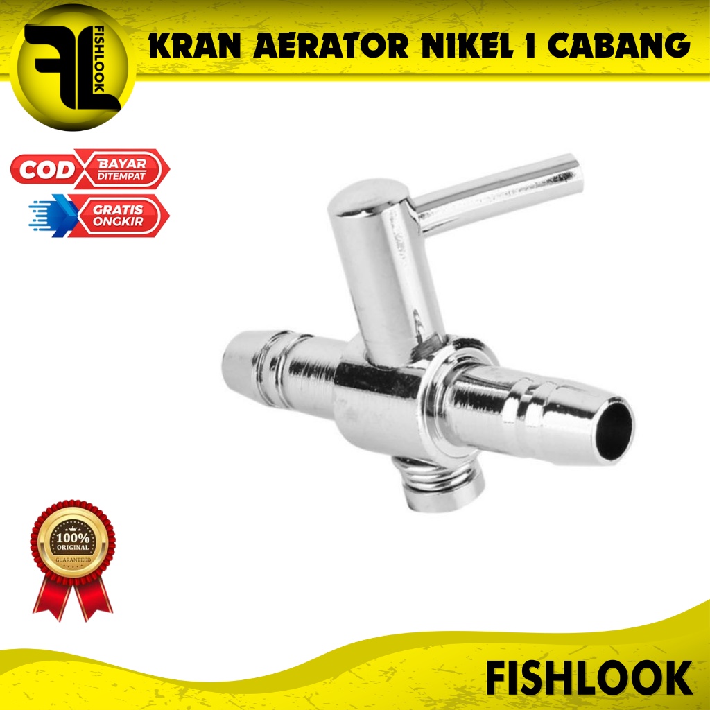 Kran Keran 1 Cabang Nikel Stainless Pembagi Udara Aerator Aquarium