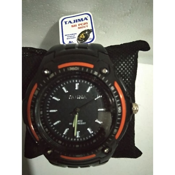 jam tangan Tajima sport cowok tali karet tahan air original