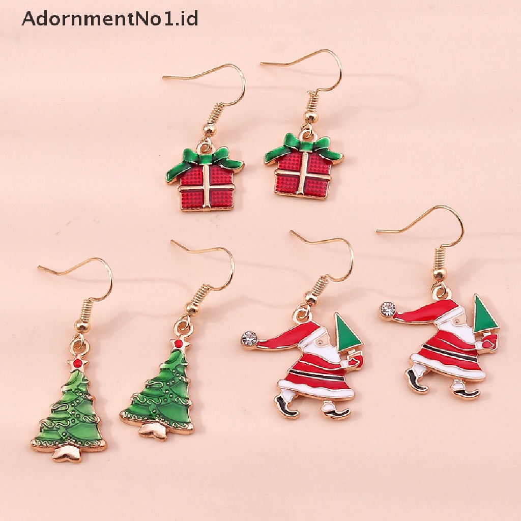 [AdornmentNo1] 1pasang Desain Baru Trendi Anting Natal Xmas Tree Elk Snowman Santa Claus Menjuntai Anting Perhiasan Stud Earrings Hadiah Natal Untuk Wanita Perempuan [ID]