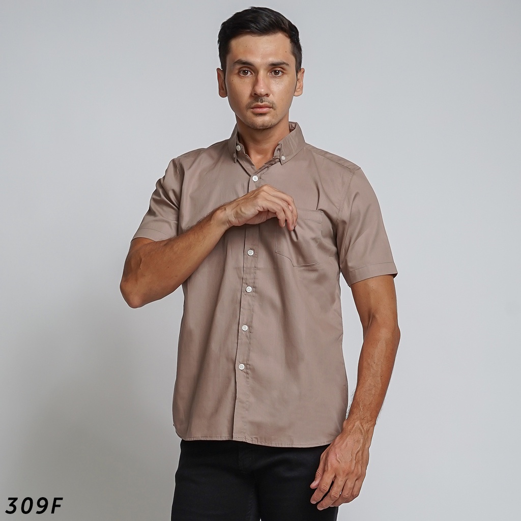 HSRM Kemeja Polos Pria Cream Lengan Pendek Totti Shirt 309 F