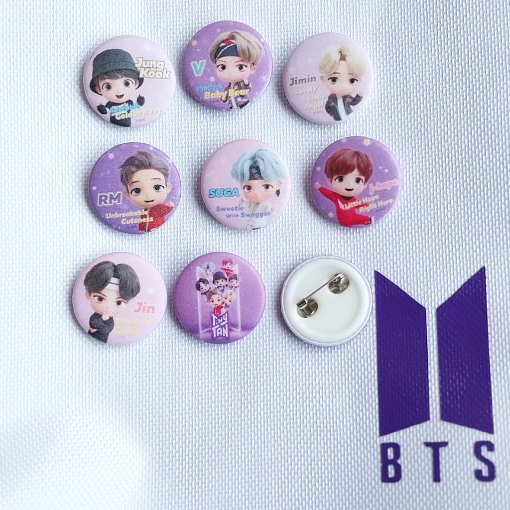 TINYTAN PIN BUTTON SET / BROS BTS TINYTAN ISI 8 pcs 25mm