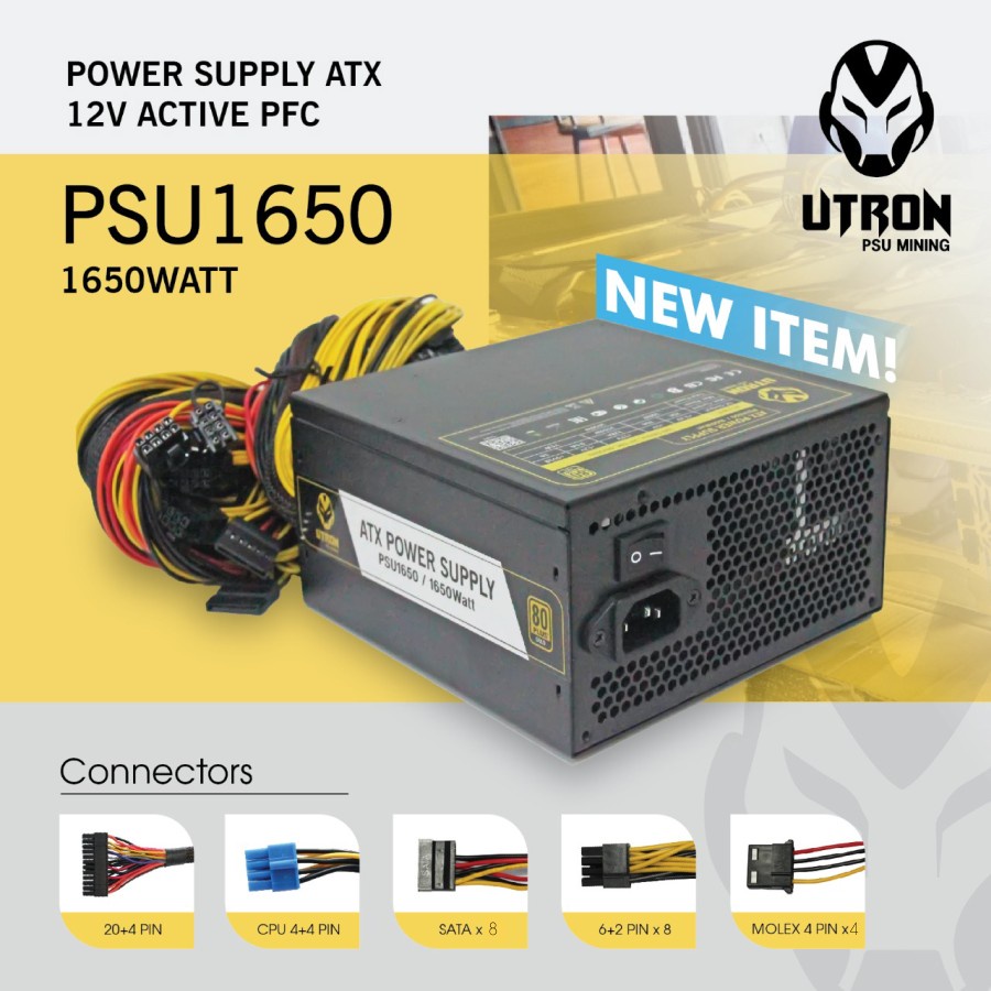 POWER SUPPLY PSU1650W MINING / PSU MINING UTRON 1650WATT 80 PLUS GOLD