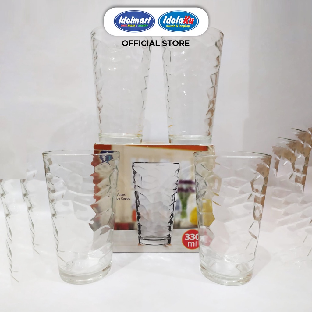 IDOLMART Kimglass Glass Cup Franklin Isi 4 pcs Gelas Kaca Franklin gelas kado- Surabaya