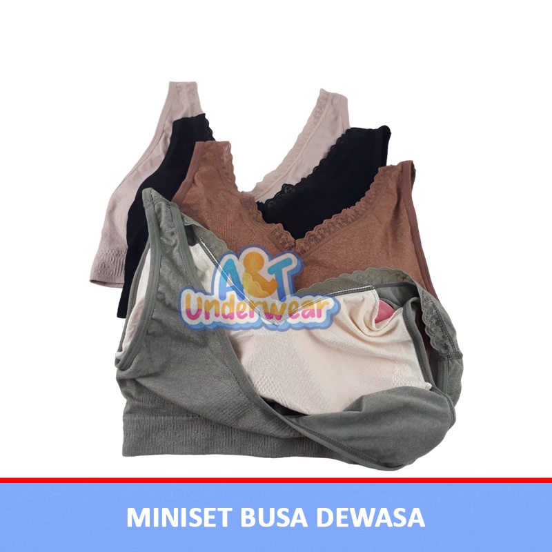 AT383-Miniset Busa Dewasa/Bra Miniset Tali Lebar Busa/Miniset Polos