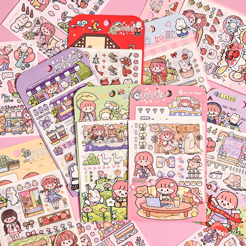 PAOPAO Stiker Korea Akichan Cute Import isi 4 Lembar Cakep