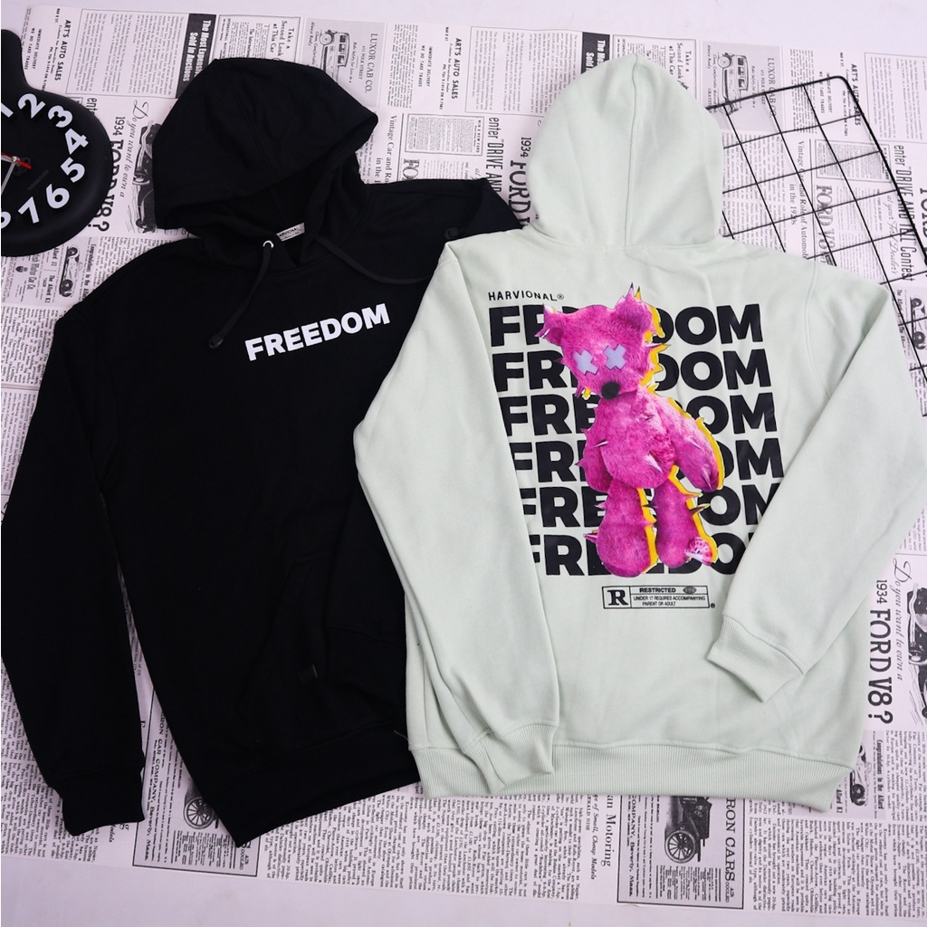 Parisdivarious Sweater Hoodie Jemper Freedom Beruang FC Bahan Fleece Size S - XXL (Pria &amp; Wanita)